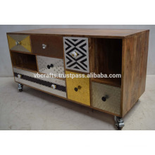 Fancy Colorful metallic drawer Indian Cabinet